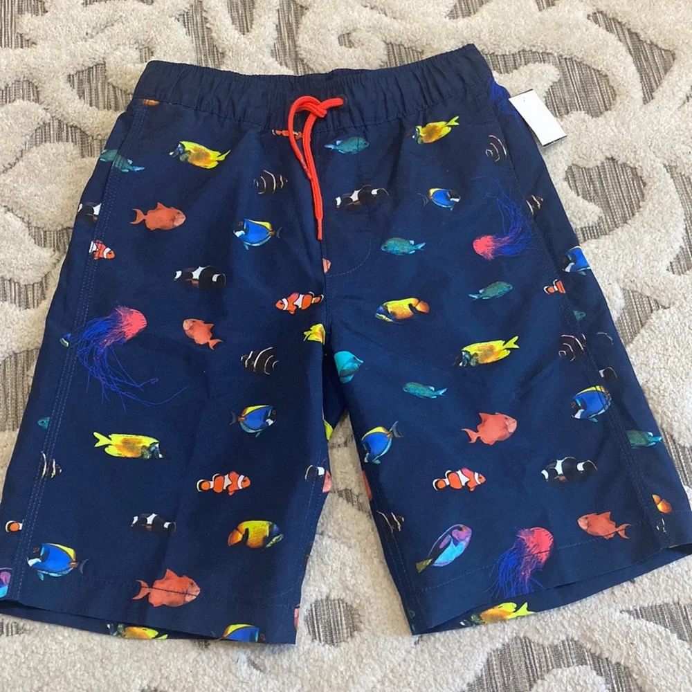 NWT Gap Kids Boys Swim Trunks Fish Sea Life Graphics |Size XL